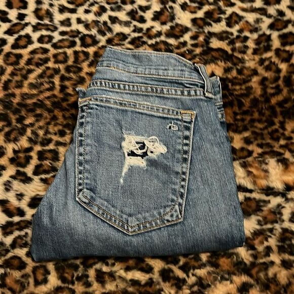 Rag and Bone Destroyed Heavily Distressed Ripped Kennedy Blue Denim Jeans - Picture 4 of 16